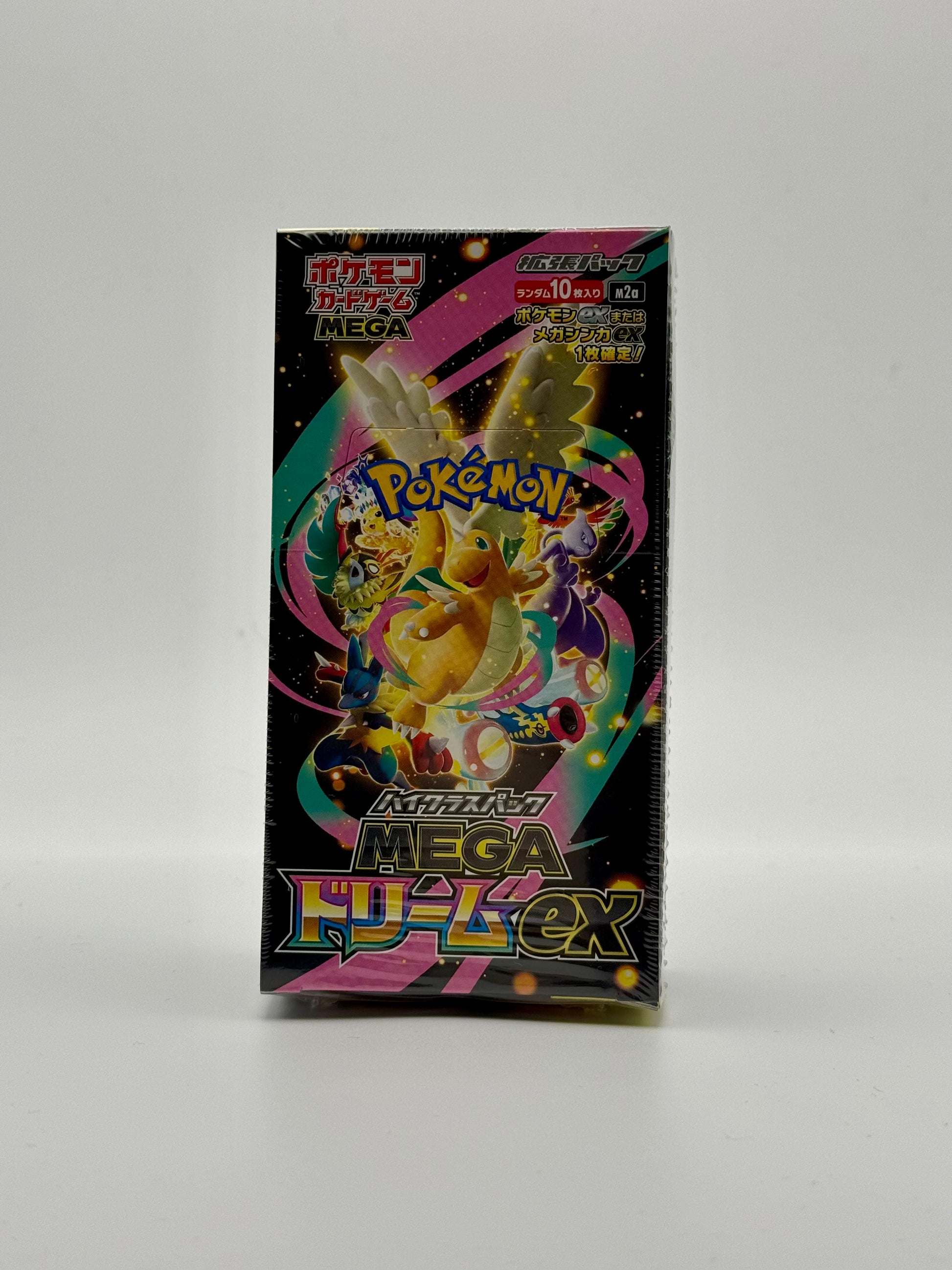 Eevolvd Mega Dream EX Booster Box med 10 booster packs sealed sedd framifrån direkt fran Pokemon Center Japan