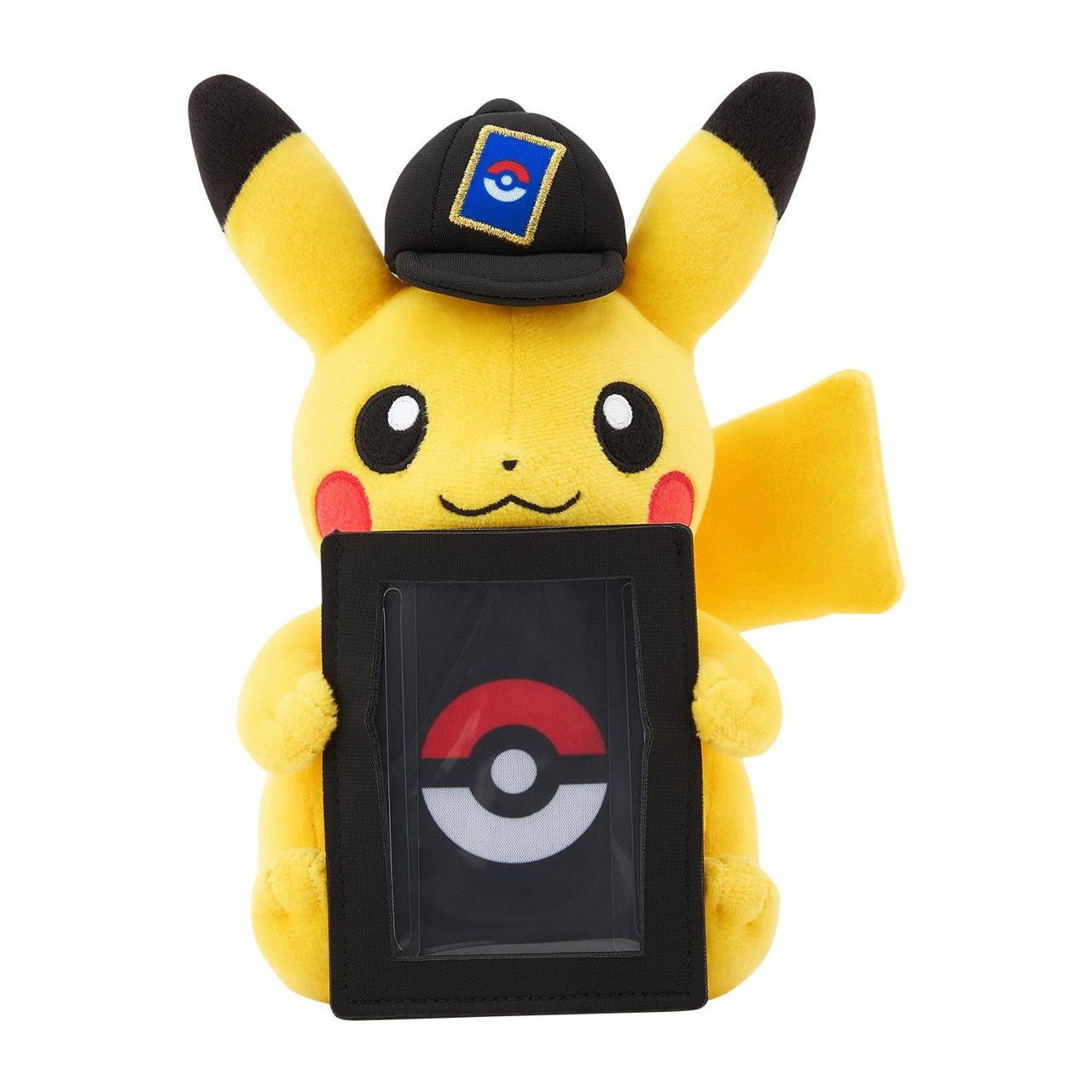 Eevolvd Pikachu Plush Card Stand med söt dräkt direkt fran Pokemon Center Japan