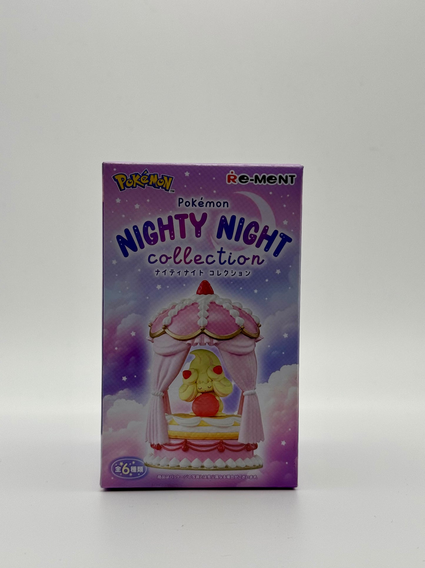 Eevolvd Rement Nighty Night med 6 olika figurer som visar exempel pa boxen direkt fran Pokemon Center Japan