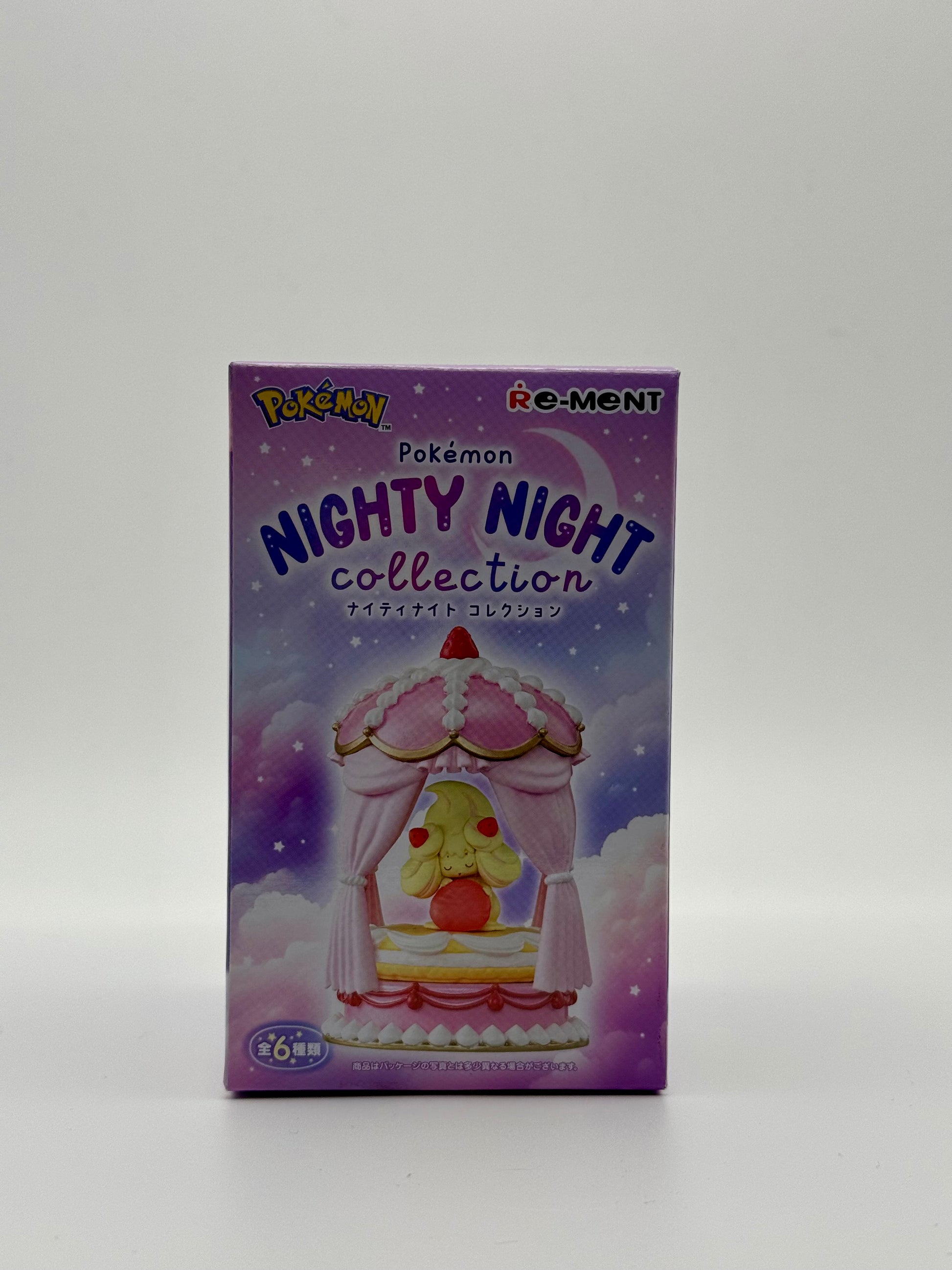 Eevolvd Rement Nighty Night med 6 olika figurer som visar exempel pa boxen direkt fran Pokemon Center Japan