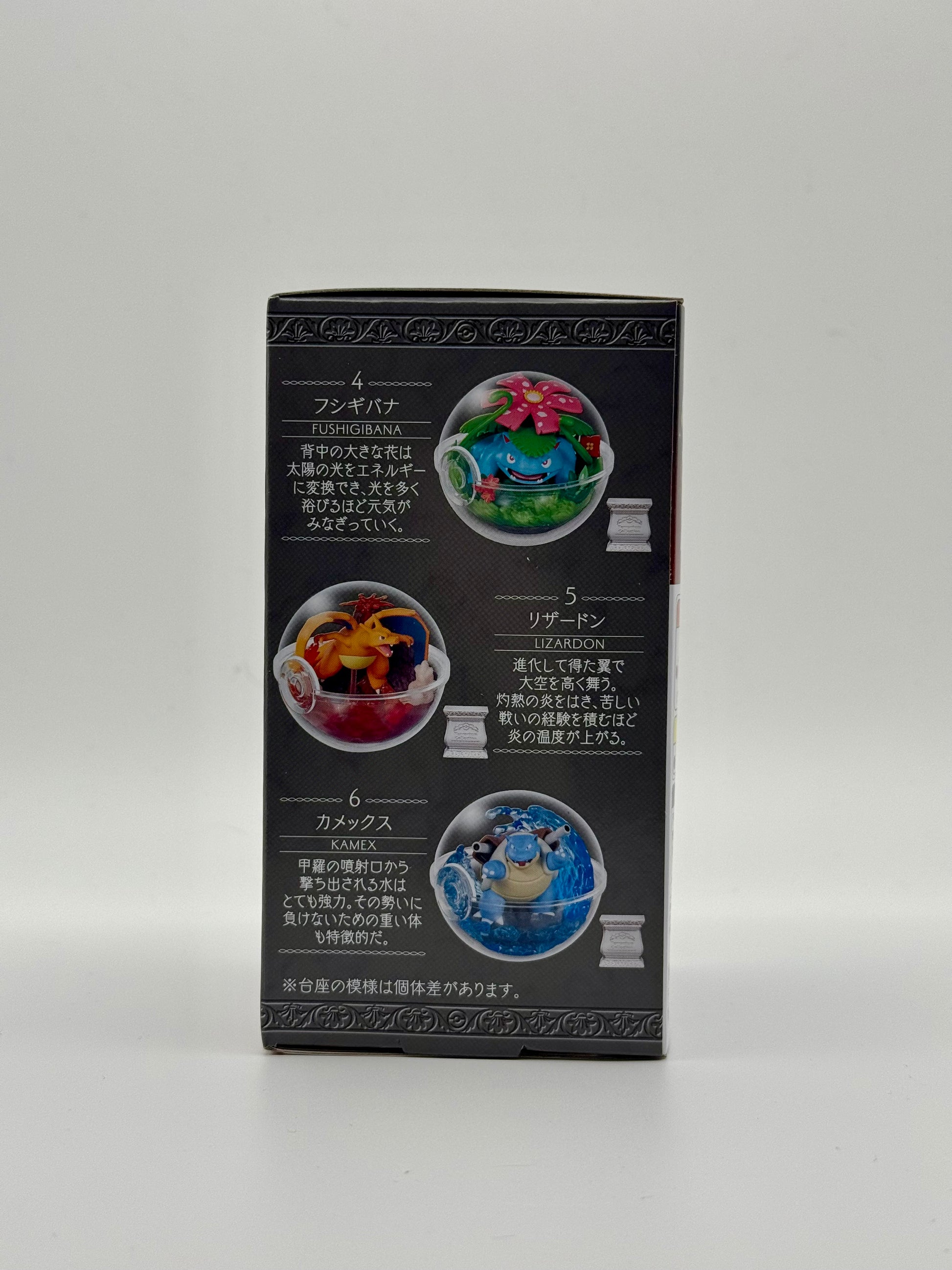 Eevolvd Rement Terrarium med unika statyer av pokemon med bild fran baksidan direkt fran Pokemon Center Japan
