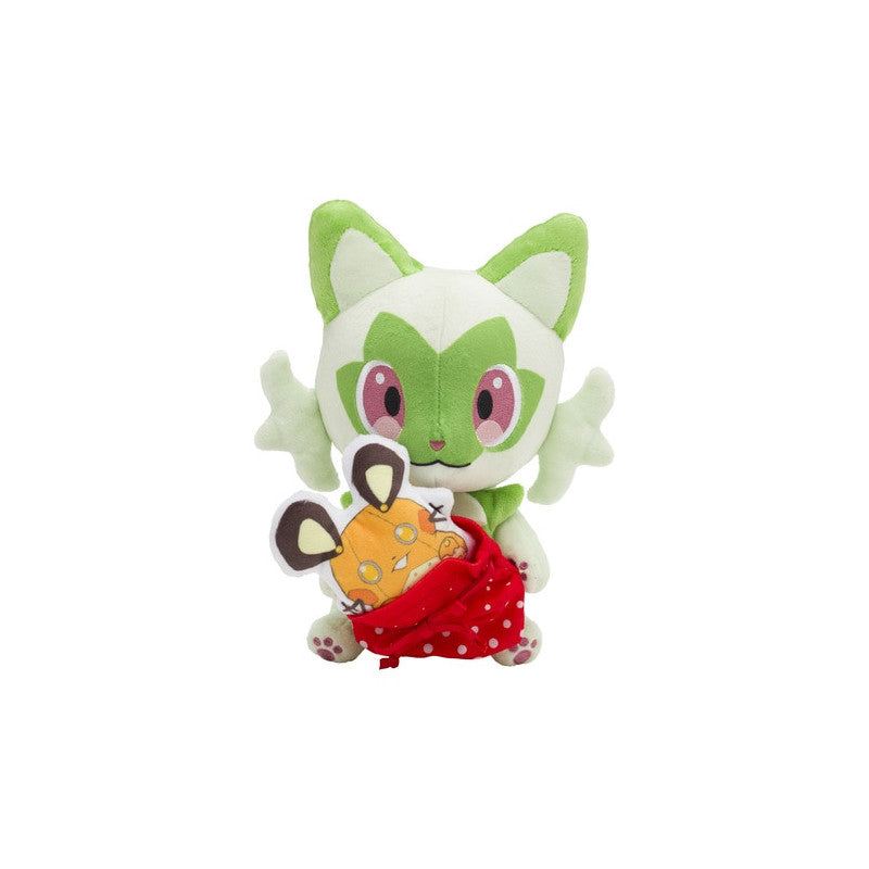 Eevolvd Sprigatito Plush med extra liten pokemon i pase direkt fran Pokemon Center Japan