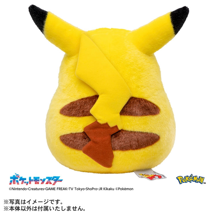 eevolvd fat pikachu plush sitting with its back showing direkt från pokemon center Japan