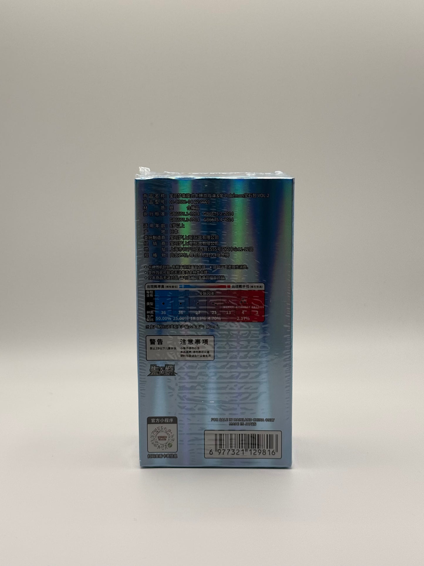 eevolvd gem pack vol 2 booster box med box art sedd fran baksidan direkt fran pokemon center kina