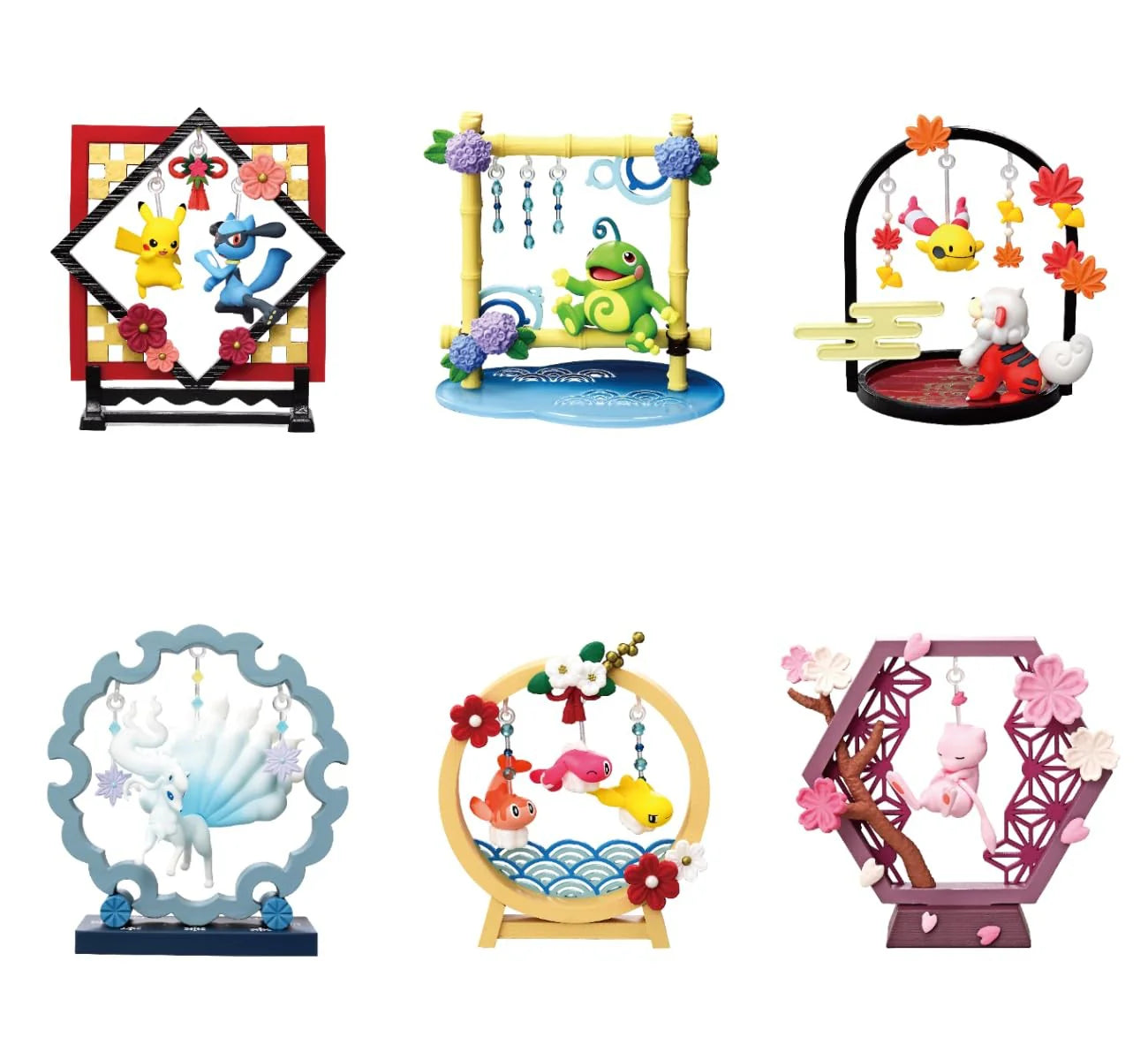 eevolvd rement swing set Pokemon limited edition med exempel på hur de olika figurerna ser ut direkt fran japan